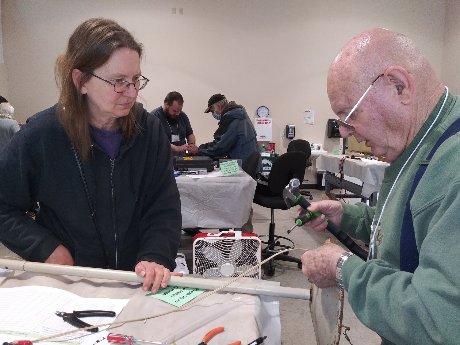 The Repair and Sustainability Fair  returns this Saturday to Centralia College and will run from 10 a.m. to 2 p.m. The event includes classes on maintenance and volunteers who can help fix household items, such as a ripped pair of jeans or a broken vacuum. These photos are from a previous fair.